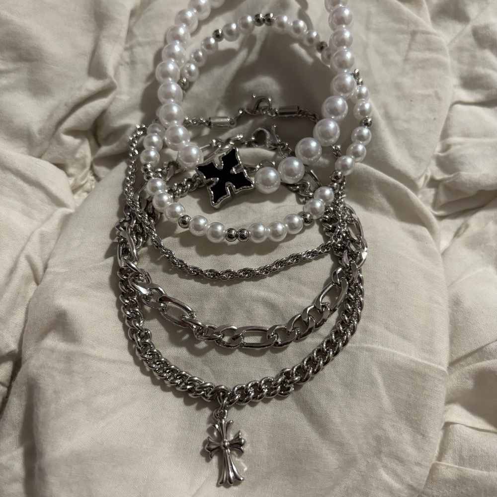 💧 ICY Chrome Hearts VIBES Multi-Cross Bracelets💧